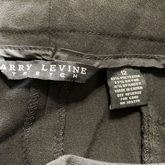 Larry Levine Pants Women 12 Stretch Black Flat Front Corpcore Casual Office Work - Picture 3 of 12